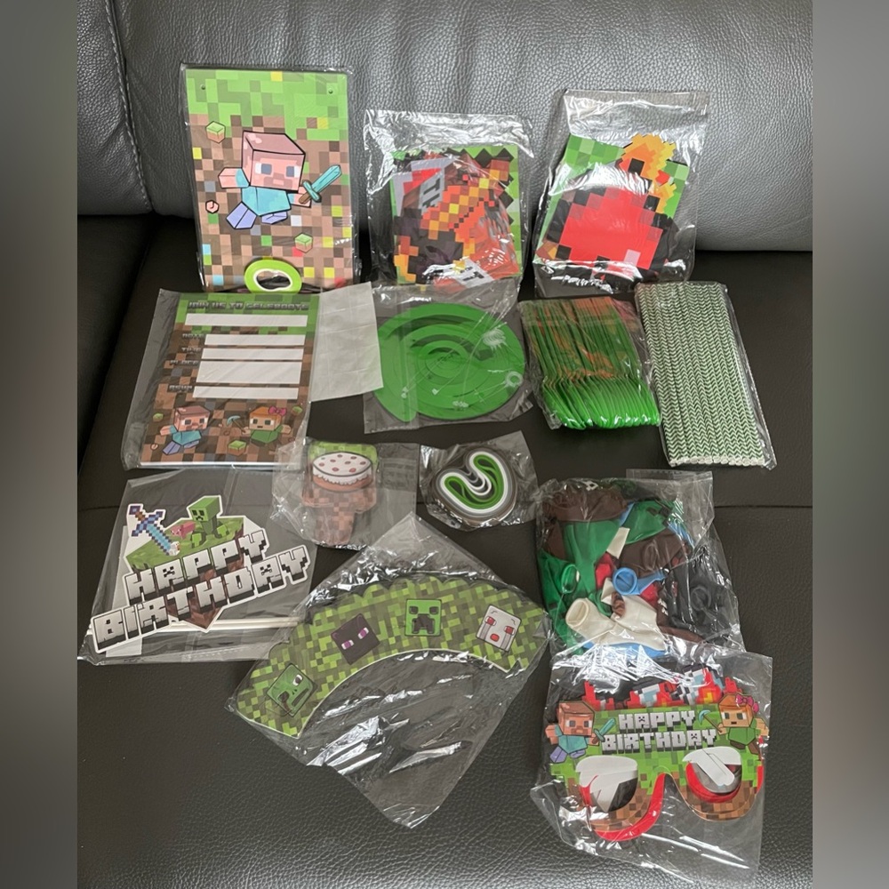 Pixel Style Game birthday Party decorations, brand new